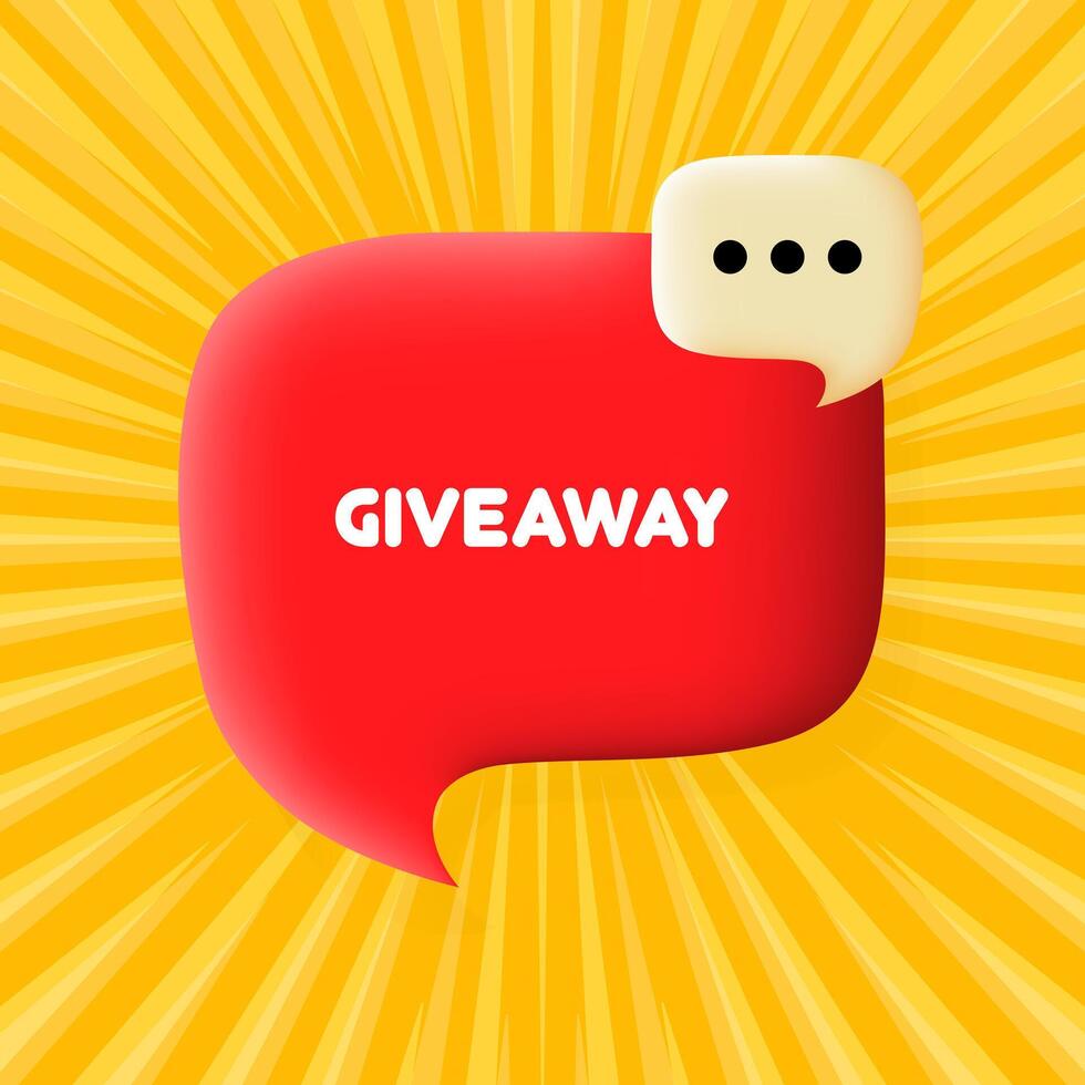 Giveaway. Speech bubble with Giveaway text. Business concept. 3d illustration. Pop art style. line icon for Business and Advertising. vector