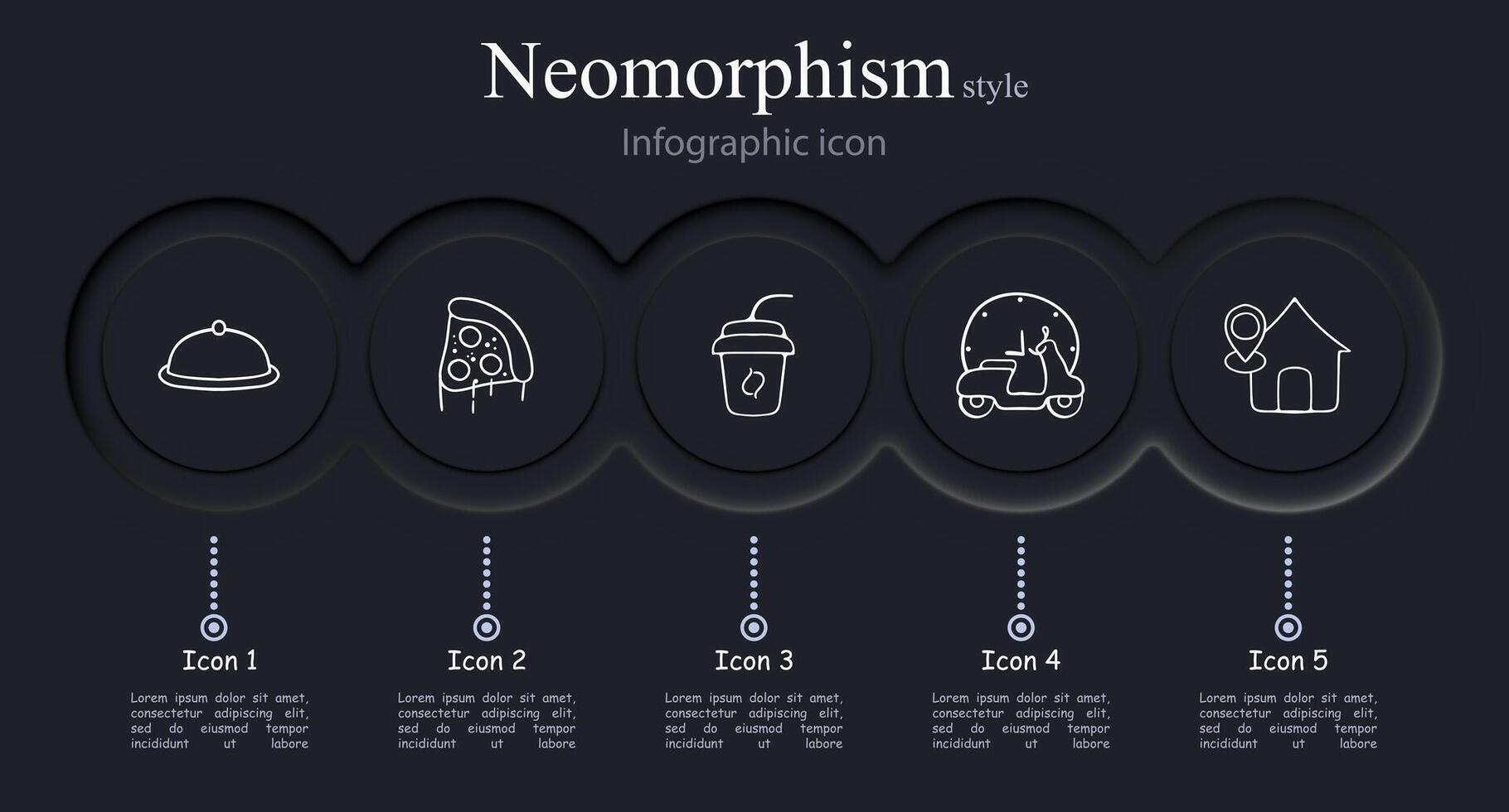 Food delivery concept. Fast, convenient, and delicious meals delivered to your doorstep. Wide variety of cuisines, fresh ingredients, quick service. Neomorphism style. line icon vector
