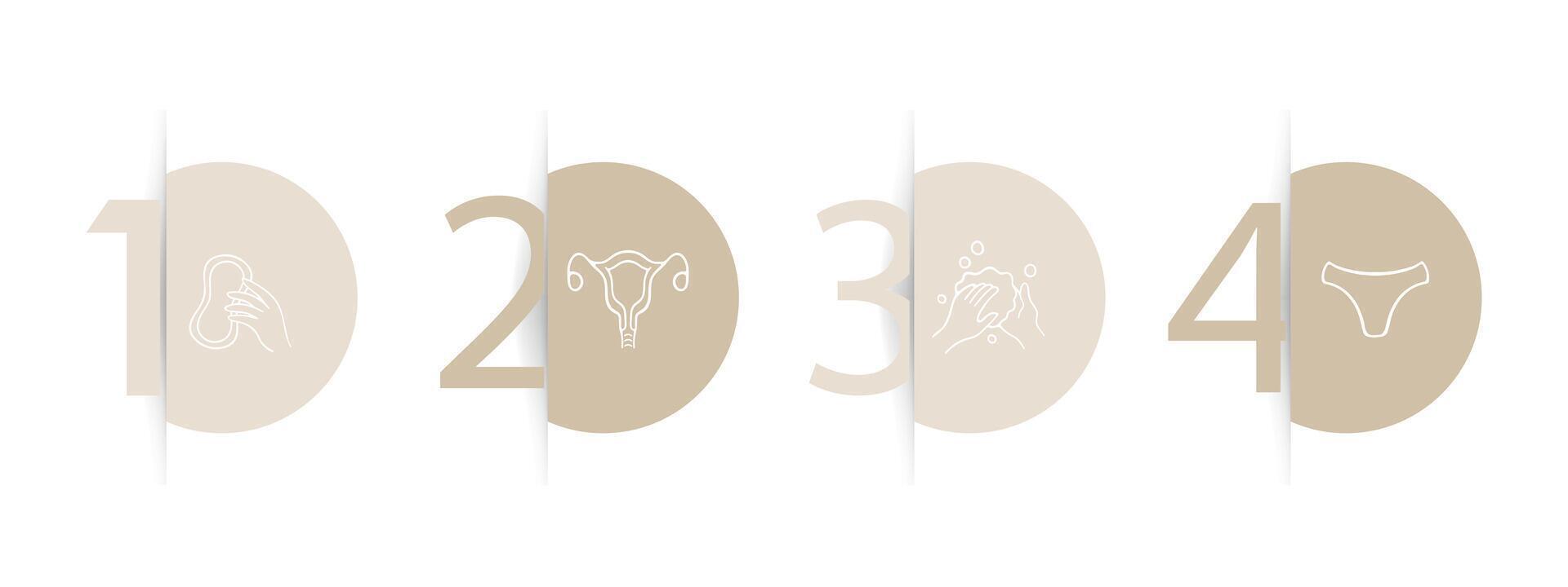 Essential feminine hygiene products for women's well-being and comfort. Pastel color background. line icon vector