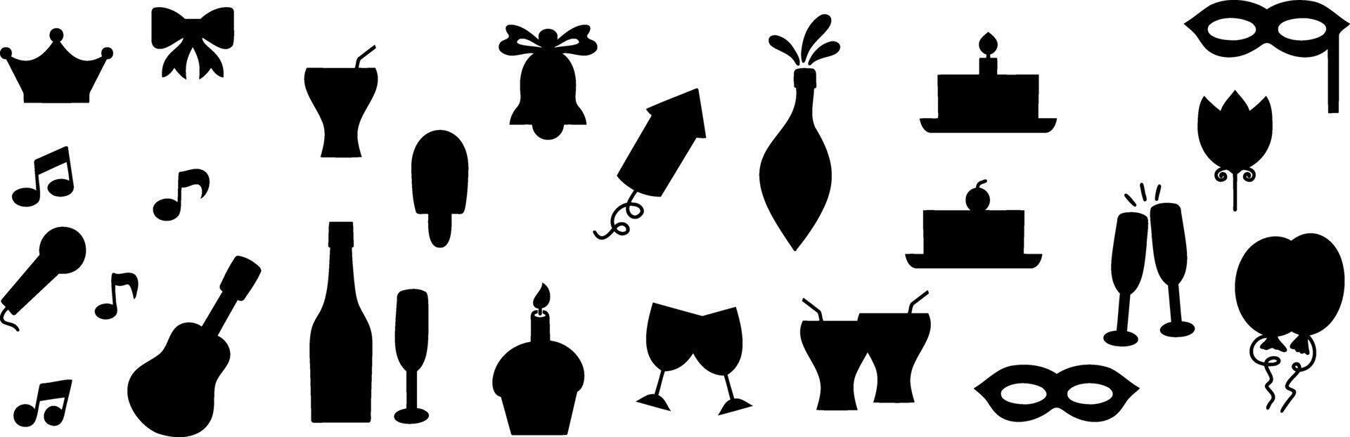 Doodle romantic set icon Velentine art Stencil birthday vector
