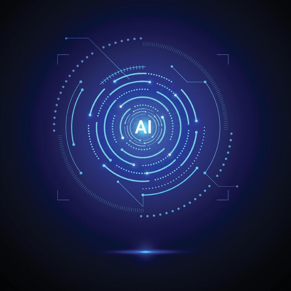 Artificial intelligence circuit line style. Machine learning design. Smart network digital technology vector