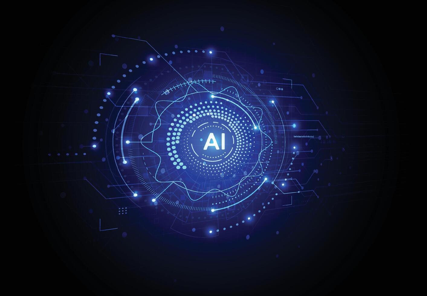 Artificial intelligence chipset on circuit board in futuristic concept technology artwork for web, banner, card, cover vector