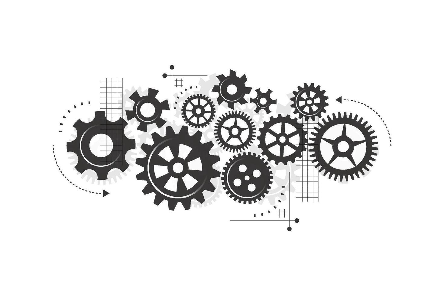 Abstract gear wheel mechanism background. Machine technology vector