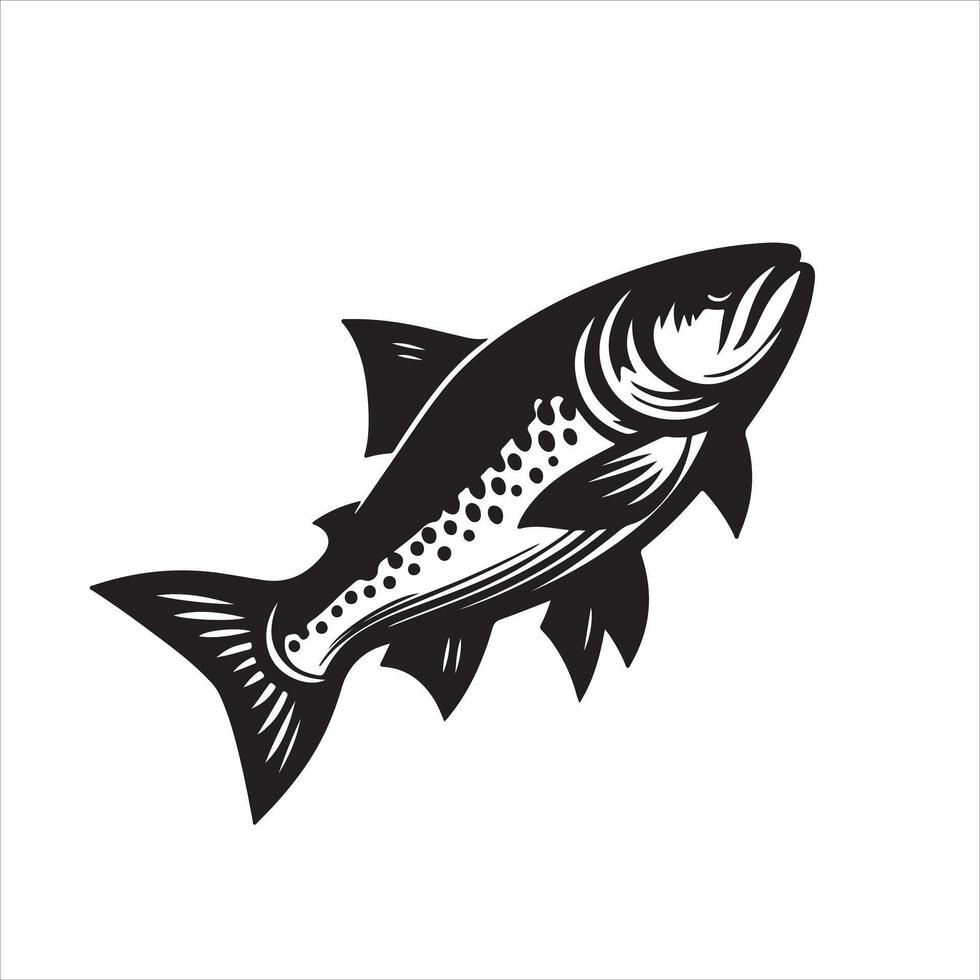 Black and white fish on white background vector
