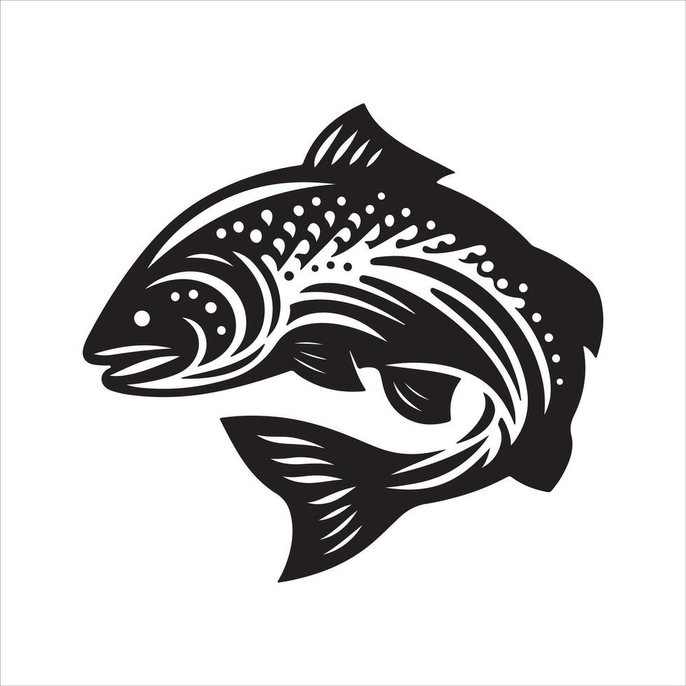 Black and white fish on white background vector