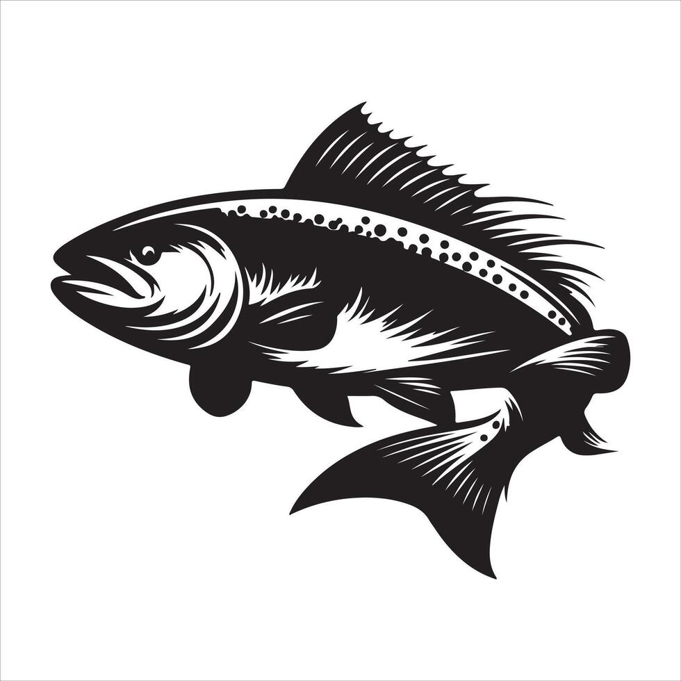 Black and white fish on white background vector