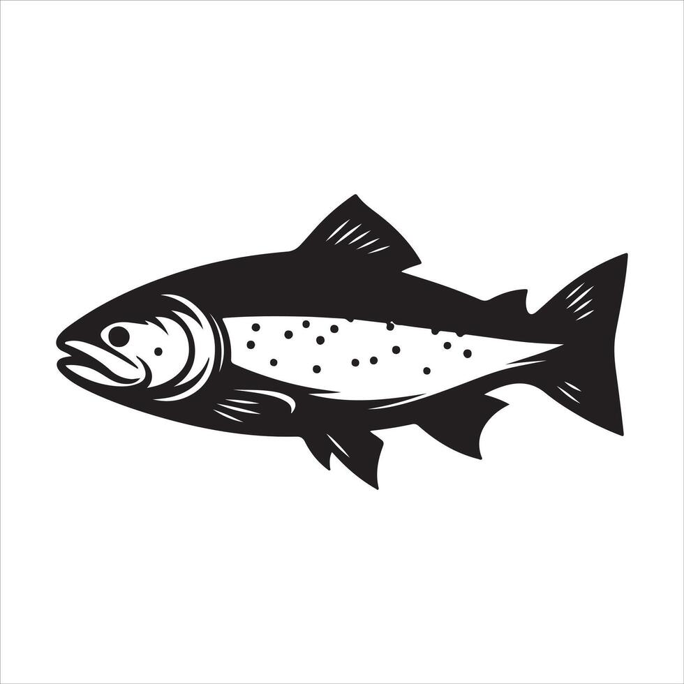 Black and white fish on white background vector