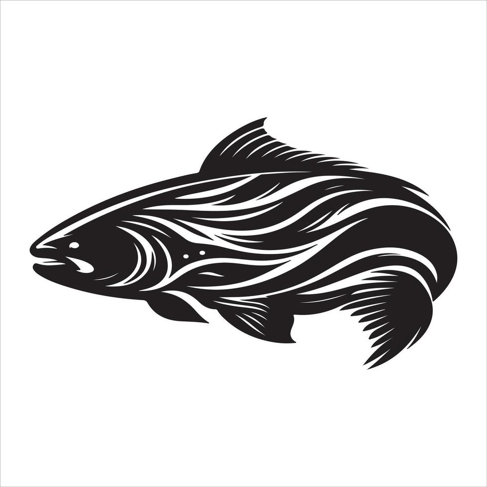 Black and white fish on white background vector
