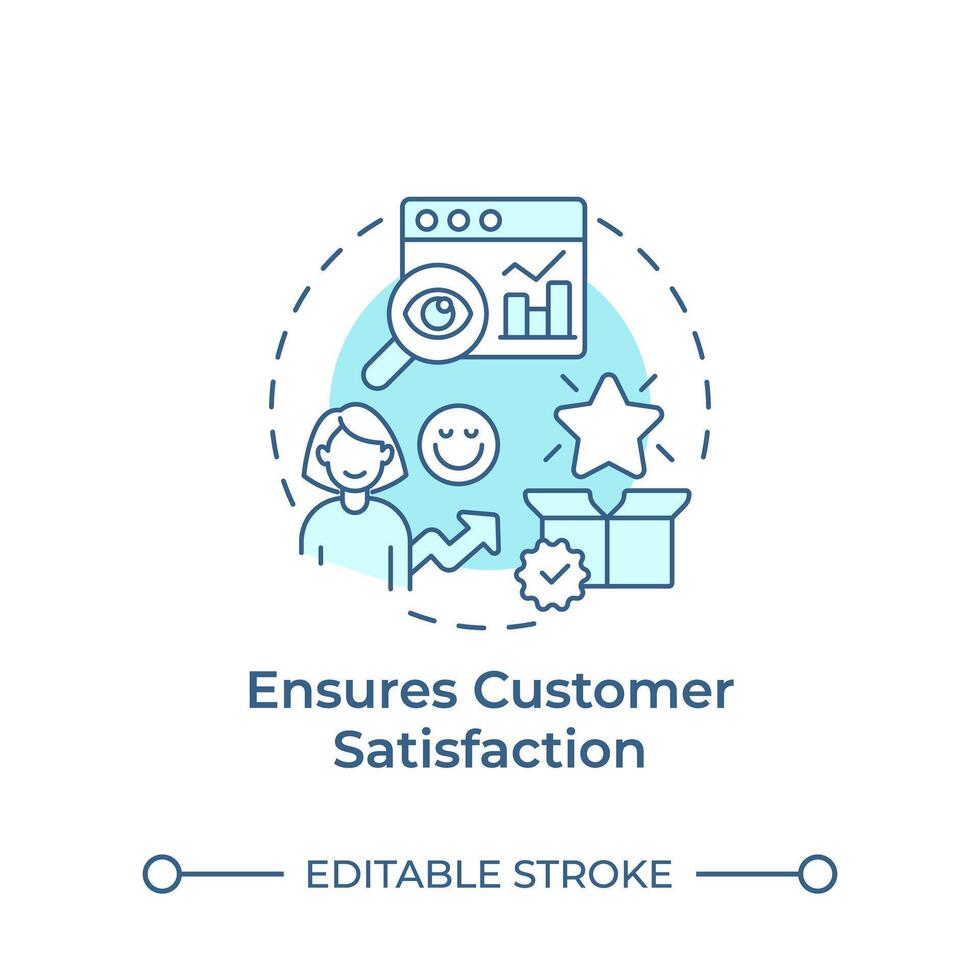 Ensures customer satisfaction soft blue concept icon. User service, experience. Round shape line illustration. Abstract idea. Graphic design. Easy to use in infographic, presentation vector