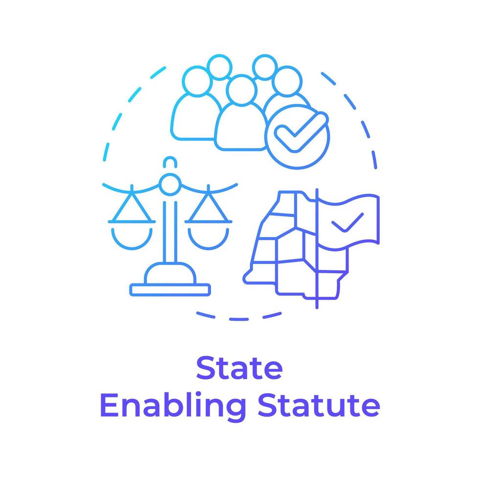 State enabling statute blue gradient concept icon. Regulatory compliance, legal document. Round shape line illustration. Abstract idea. Graphic design. Easy to use in infographic, presentation vector