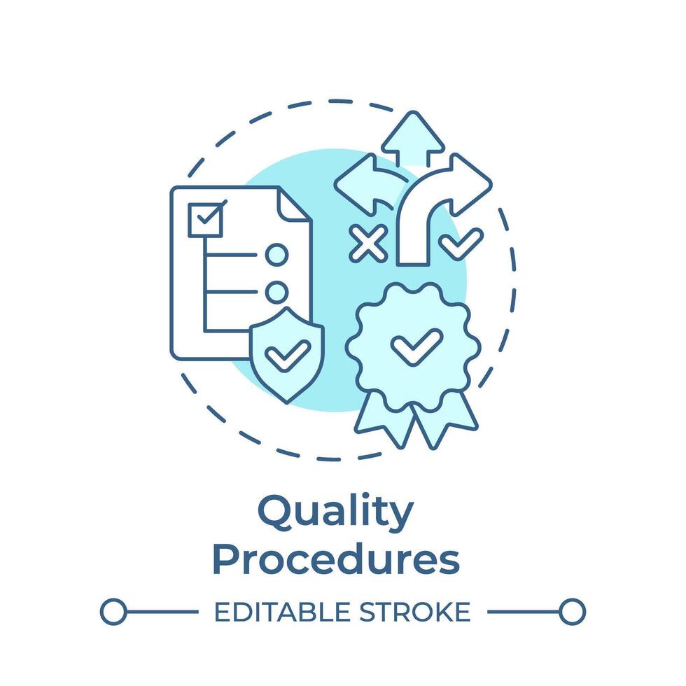 Quality procedures soft blue concept icon. User service, process flow. Regulatory standards. Round shape line illustration. Abstract idea. Graphic design. Easy to use in infographic, presentation vector