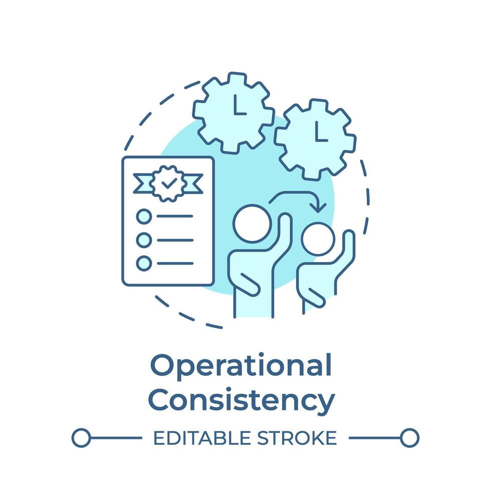 Operational consistency soft blue concept icon. Commercial excellence, product quality. Round shape line illustration. Abstract idea. Graphic design. Easy to use in infographic, presentation vector