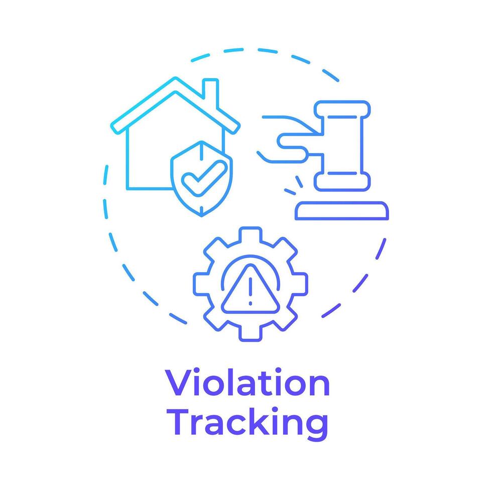 Violation tracking blue gradient concept icon. Public safety, property security. Round shape line illustration. Abstract idea. Graphic design. Easy to use in infographic, presentation vector