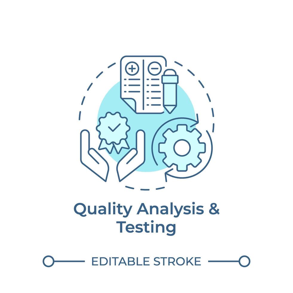 Quality analysis and testing soft blue concept icon. Statistical tools, performance metrics. Round shape line illustration. Abstract idea. Graphic design. Easy to use in infographic, presentation vector