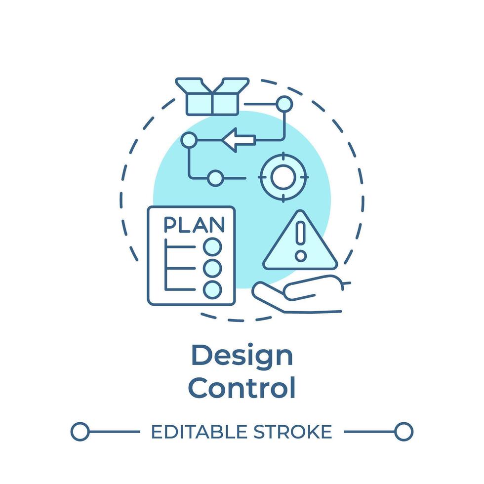 Design control soft blue concept icon. Manufacturing processes, product quality. Round shape line illustration. Abstract idea. Graphic design. Easy to use in infographic, presentation vector