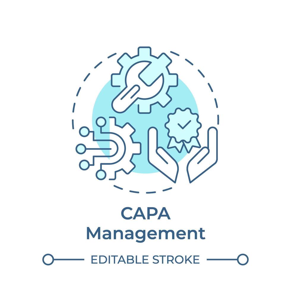 CAPA management soft blue concept icon. Processes organization, quality improvement. Round shape line illustration. Abstract idea. Graphic design. Easy to use in infographic, presentation vector