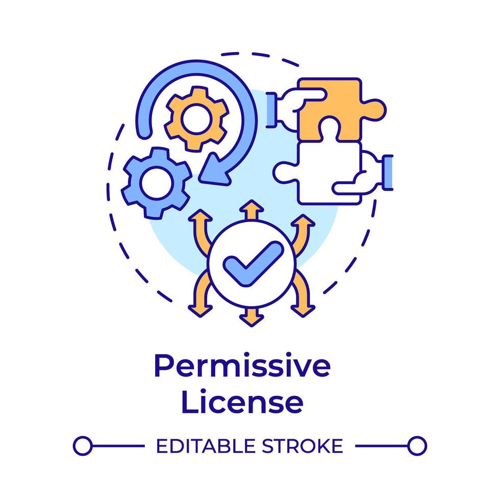 Permissive license multi color concept icon. Copyright protection, teamwork hands. Round shape line illustration. Abstract idea. Graphic design. Easy to use in infographic, presentation vector