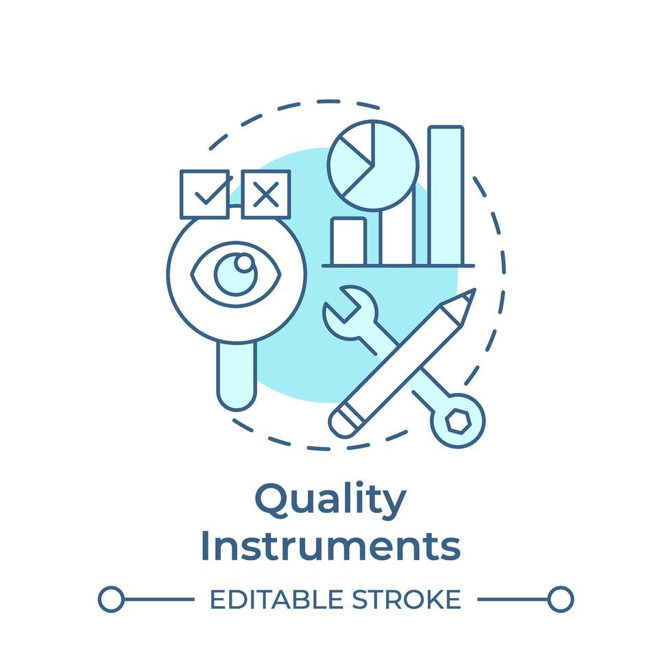 Quality instruments soft blue concept icon. Performance metrics, project management. Round shape line illustration. Abstract idea. Graphic design. Easy to use in infographic, presentation vector