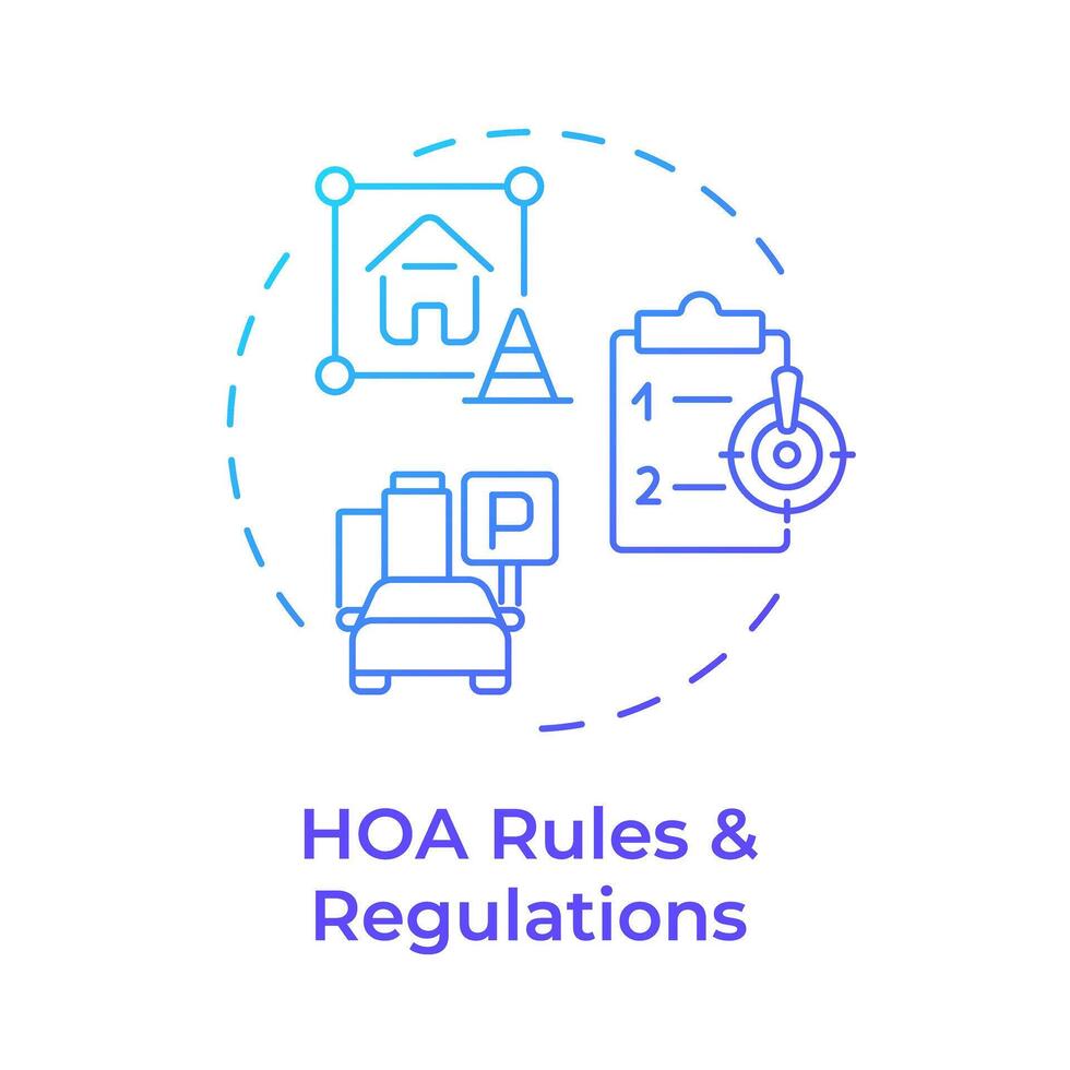 HOA rules and regulations blue gradient concept icon. Property management, administrative support. Round shape line illustration. Abstract idea. Graphic design. Easy to use in infographic vector