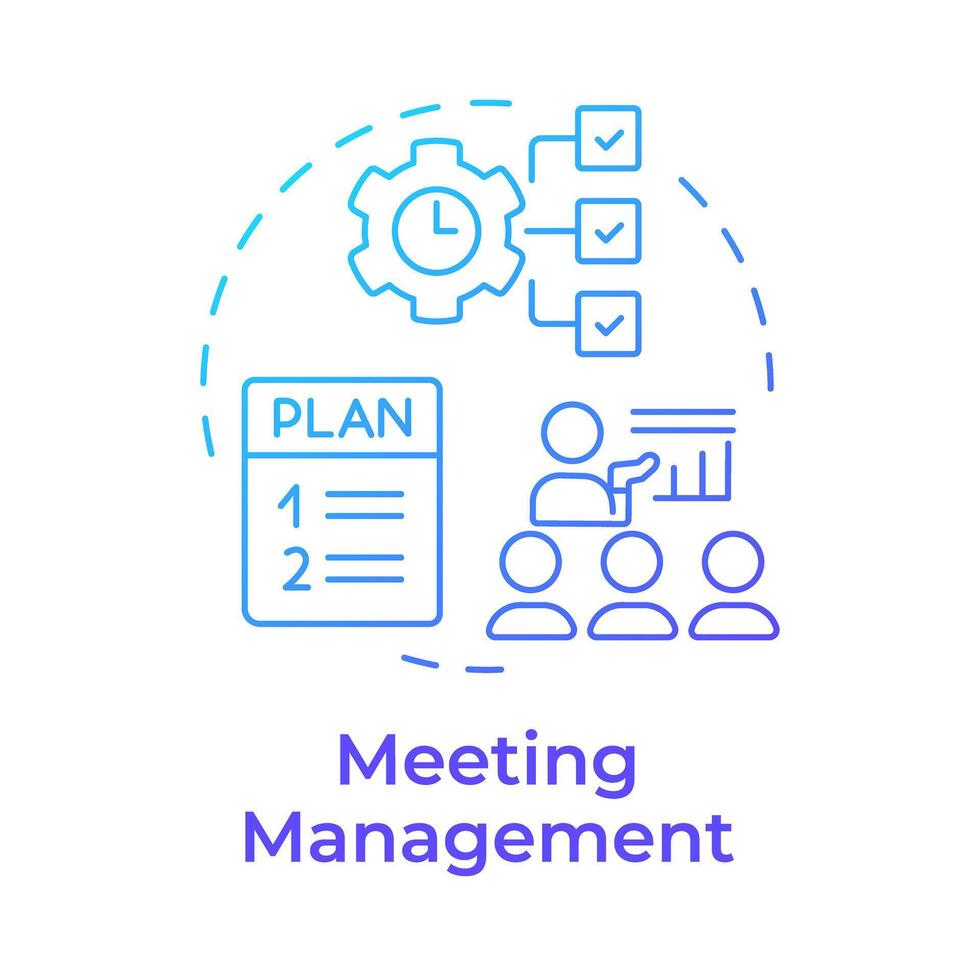 Meeting management blue gradient concept icon. Daily schedule agenda, planner. Community administration. Round shape line illustration. Abstract idea. Graphic design. Easy to use in infographic vector