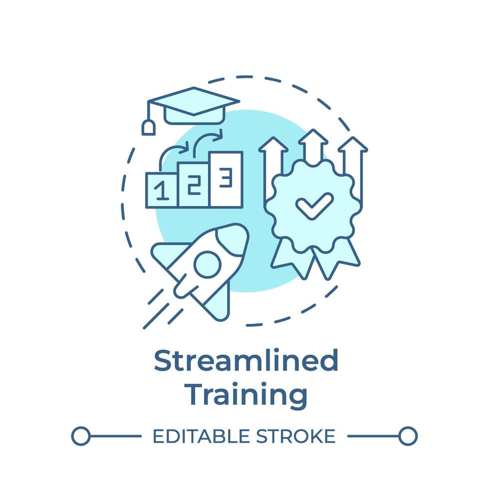 Streamlined training soft blue concept icon. Quality improvement, operational efficiency. Round shape line illustration. Abstract idea. Graphic design. Easy to use in infographic, presentation vector