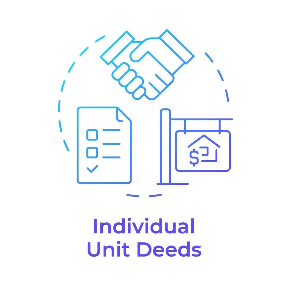 Individual unit deeds blue gradient concept icon. Property ownership, regulation compliance. Round shape line illustration. Abstract idea. Graphic design. Easy to use in infographic, presentation vector