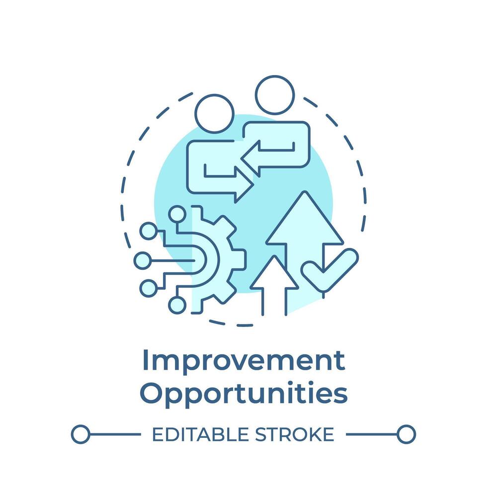Improvement opportunities soft blue concept icon. Quality management. Processes organization. Round shape line illustration. Abstract idea. Graphic design. Easy to use in infographic, presentation vector