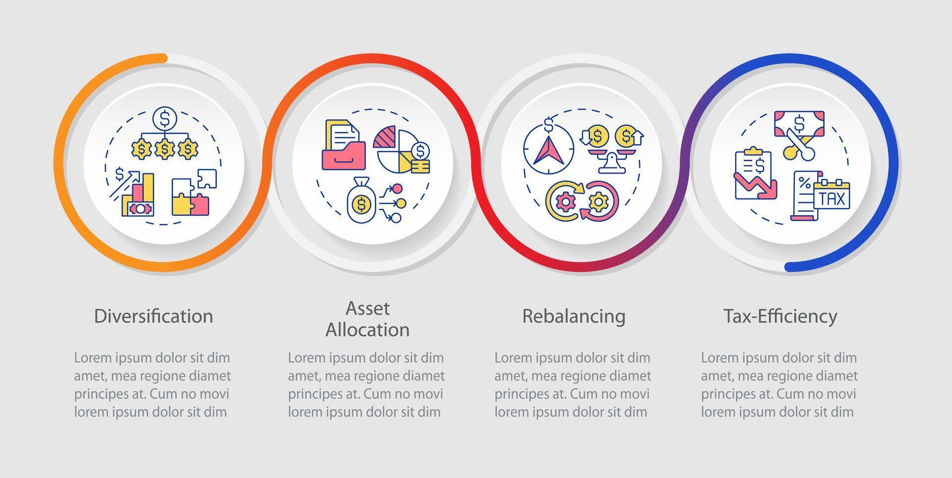 Portfolio management key elements loop infographic template. Data visualization with 4 steps. Editable timeline info chart. Workflow layout with line icons vector