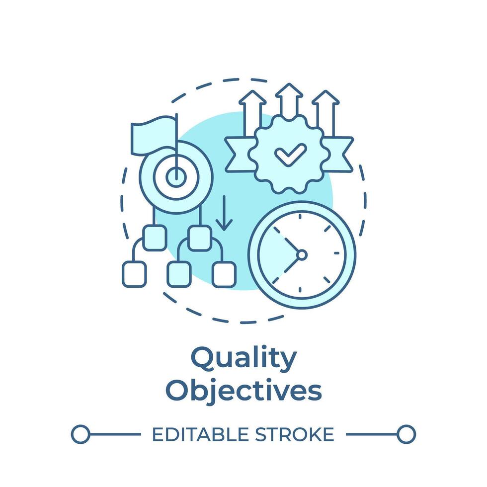 Quality objectives soft blue concept icon. Performance metrics, goal measure. Round shape line illustration. Abstract idea. Graphic design. Easy to use in infographic, presentation vector
