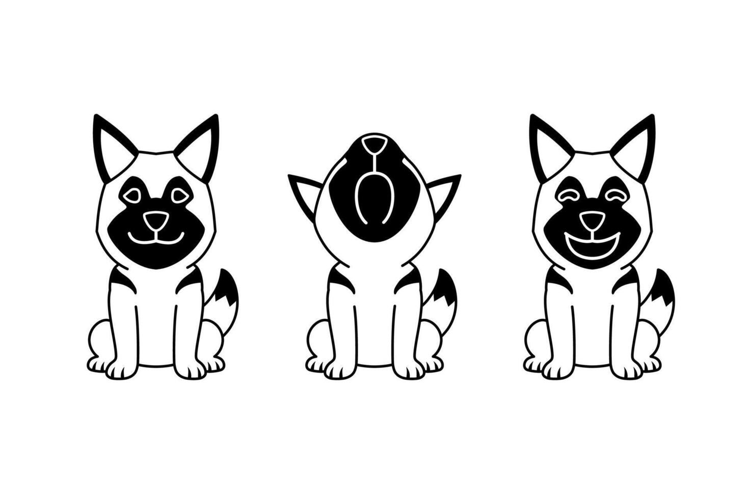 Set of cartoon character cute german shepherd dog vector