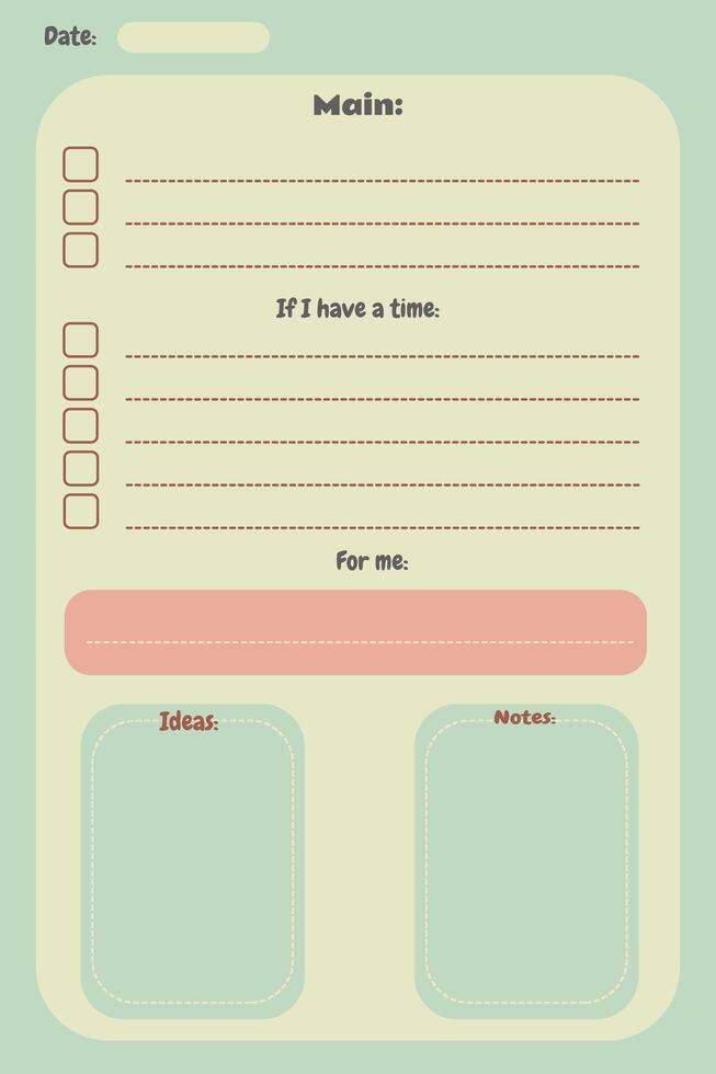 page template for diary in cute style on blue background vector