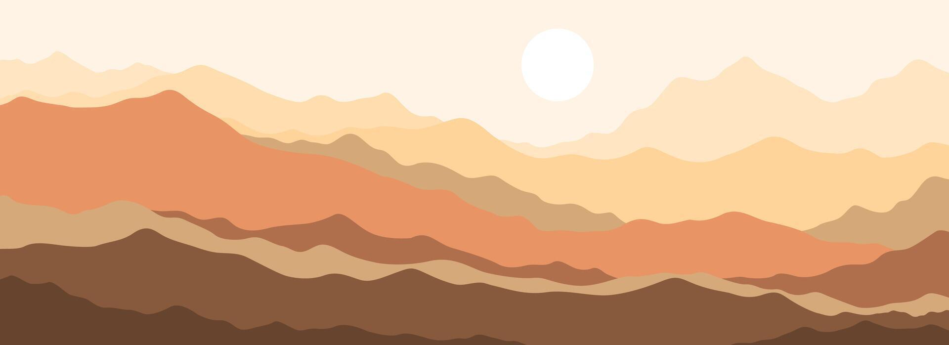 landscape background.wall art . Foliage line art drawing with abstract shape. vector