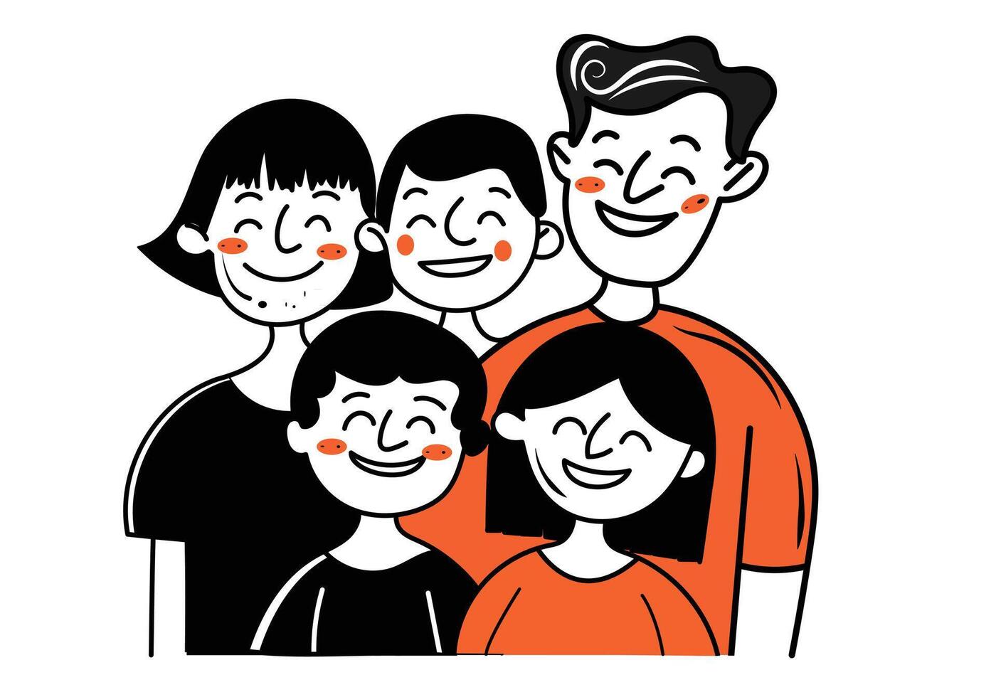 contento familia retrato ilustración sonriente caras vector