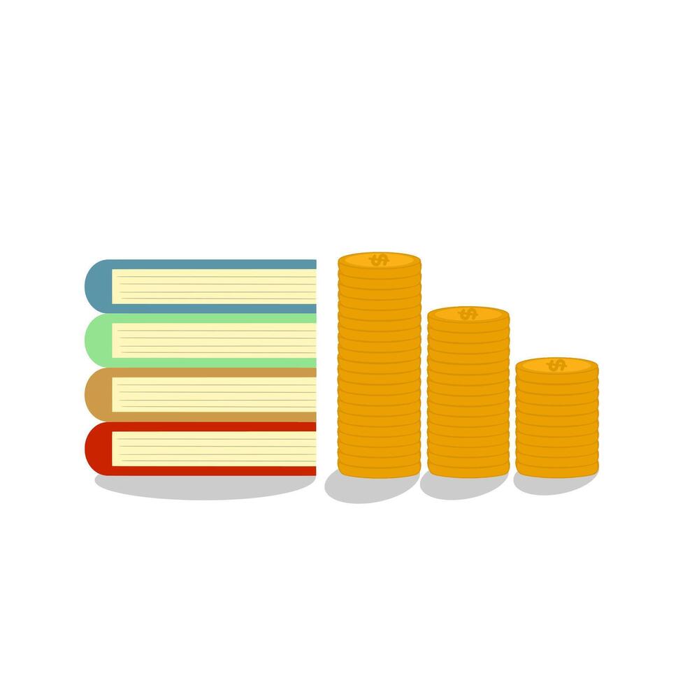Pile of books and coins vector