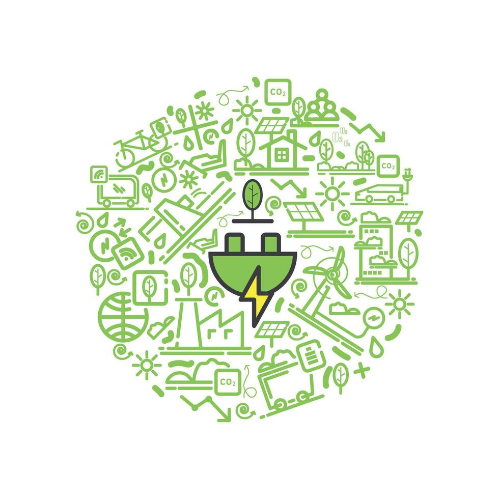 Renewable Energy, Eco Energy, electric vehicle, Green Industries pattern vector