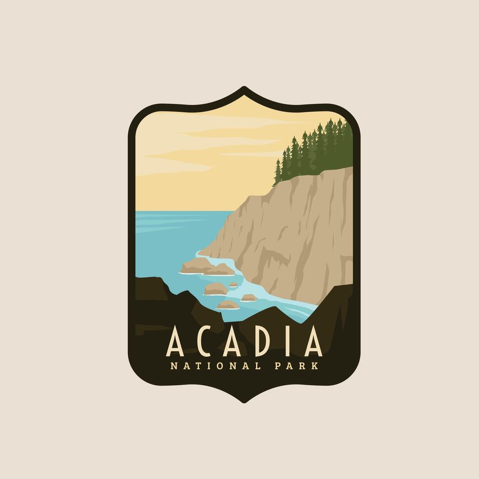 vintage retro acadia logo icon and symbol illustration design graphic template, national park logo with emblem vintage design template. vector