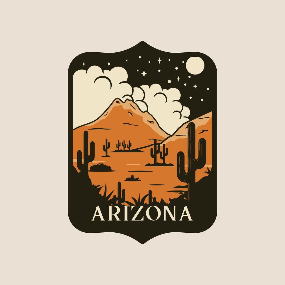 vintage retro arizona with icon emblem and symbol illustration design graphic template, national park vintage design template vector