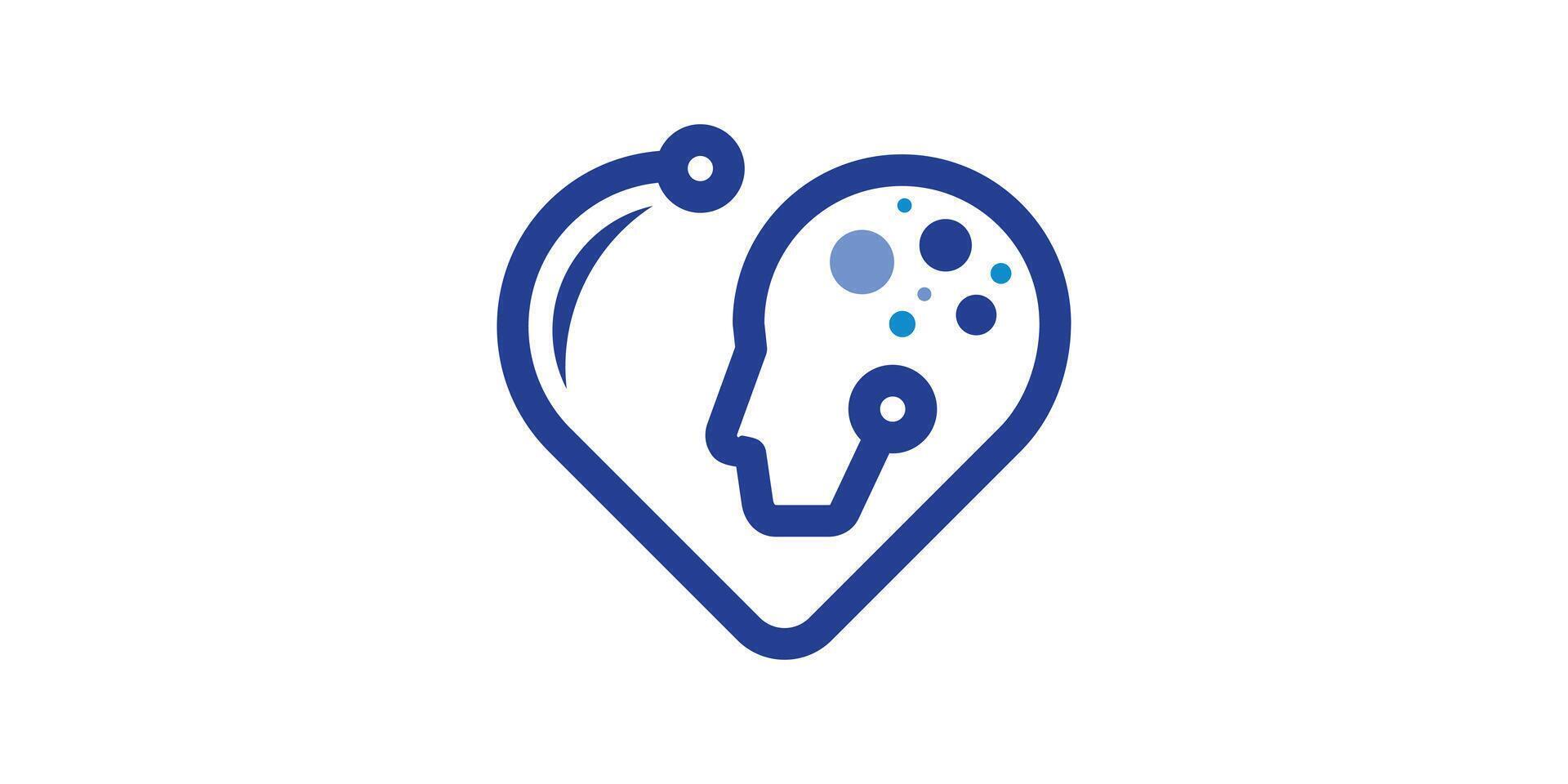 logo design combination of love and human head, brain, intelligence, smart, health, mental. logo design template, icon, symbol, , creative, idea. vector