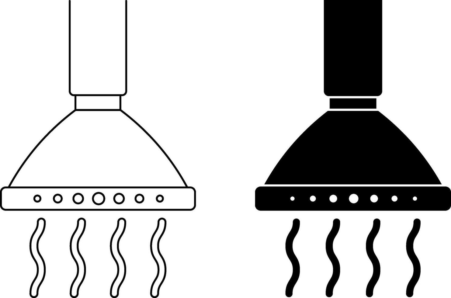 outline silhouette Extractor hood icon set vector