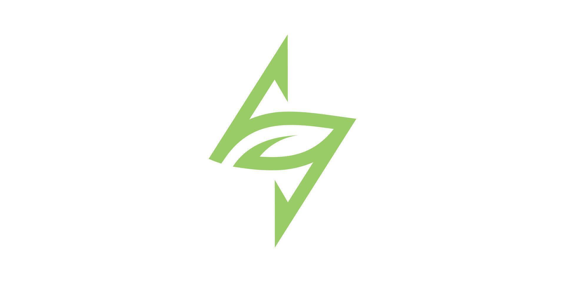 logo design combination of lightning and leaves, energy, nature, flash. logo design template, icon, symbol, , creative, idea. vector
