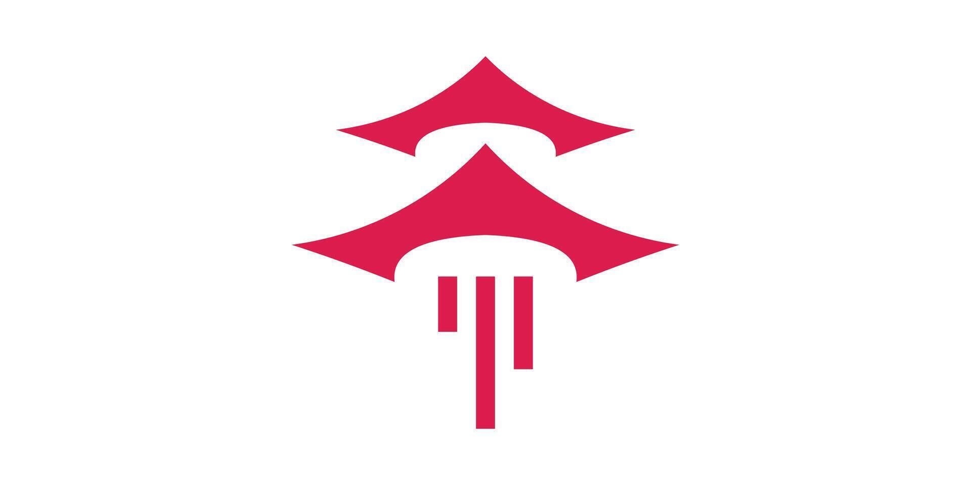 logo design combination of pagoda with rocket, japan, monument, tour, speed, launch. logo design template, icon, symbol, , creative, idea. vector