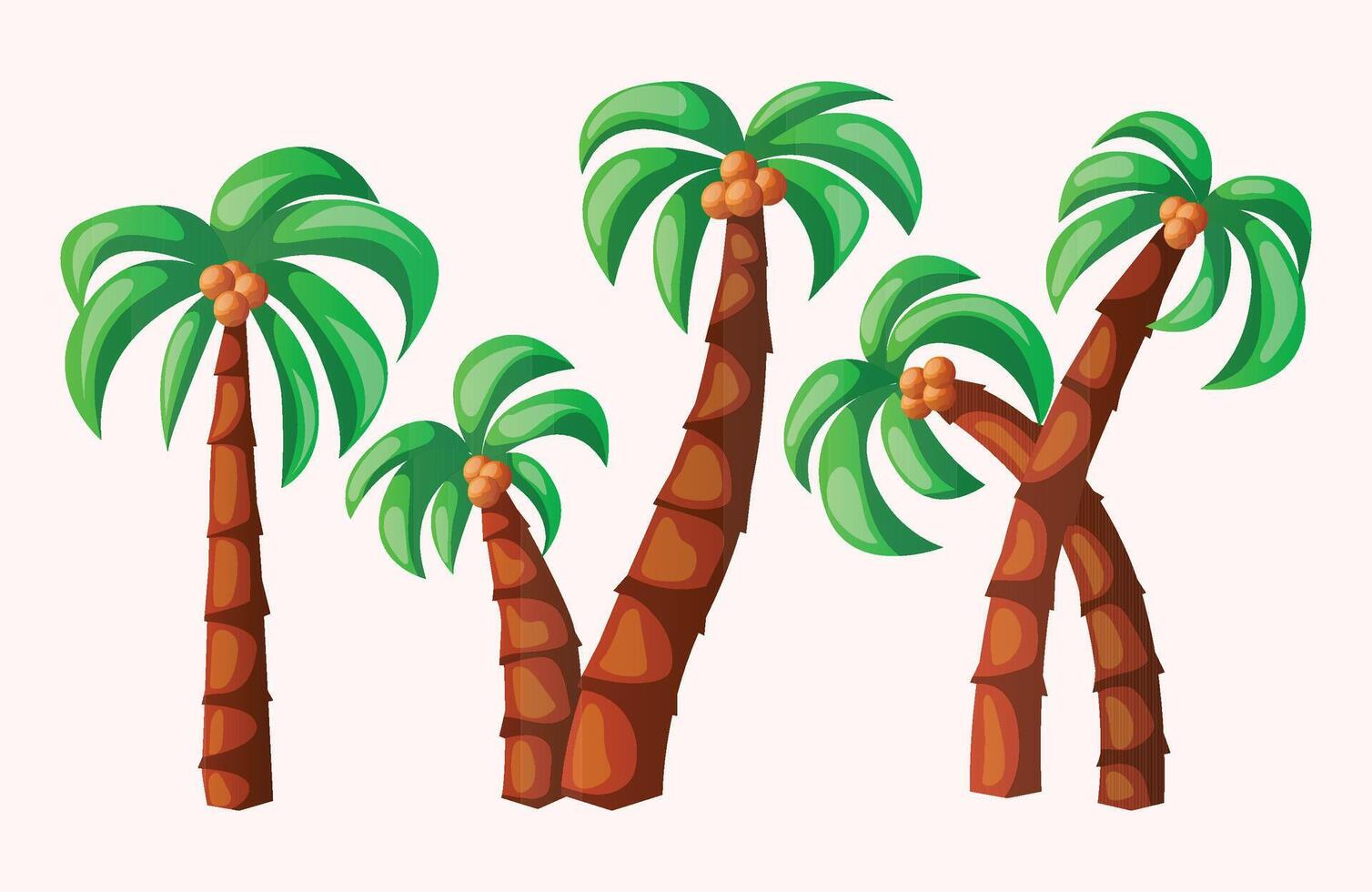 coconut tree illustration set vector