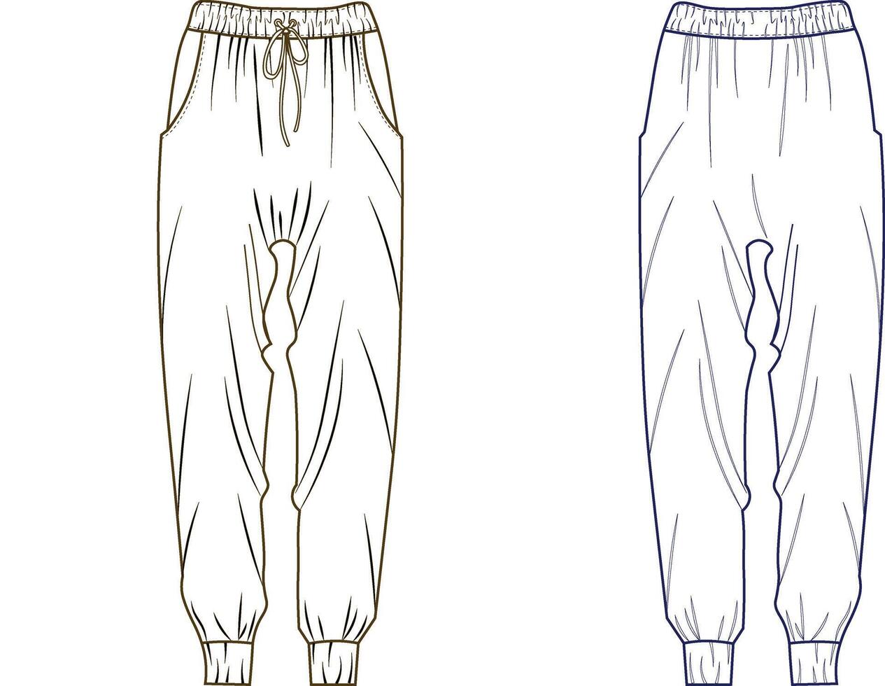 the bottom of the pants has a white outline. vector
