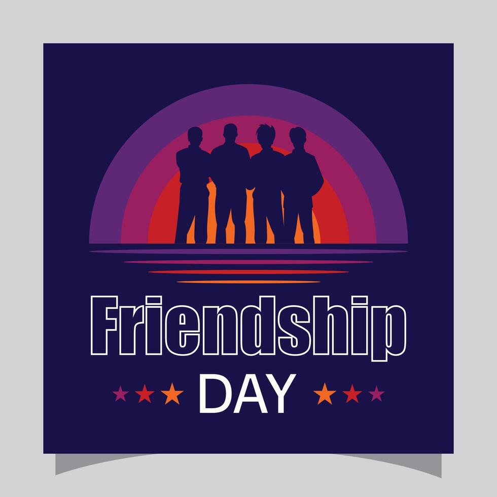 New design of friendship day design with cheerful youth silhouette, vector