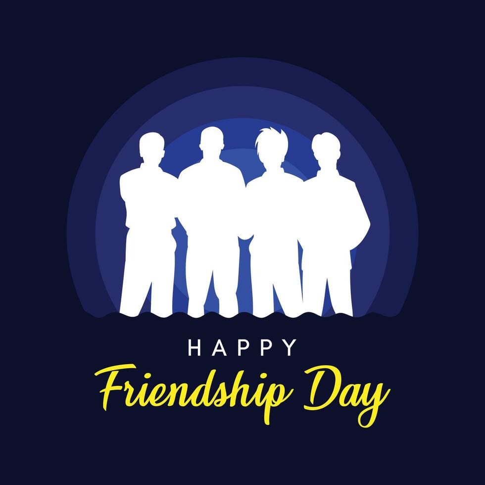 New design of friendship day design with cheerful youth silhouette, vector