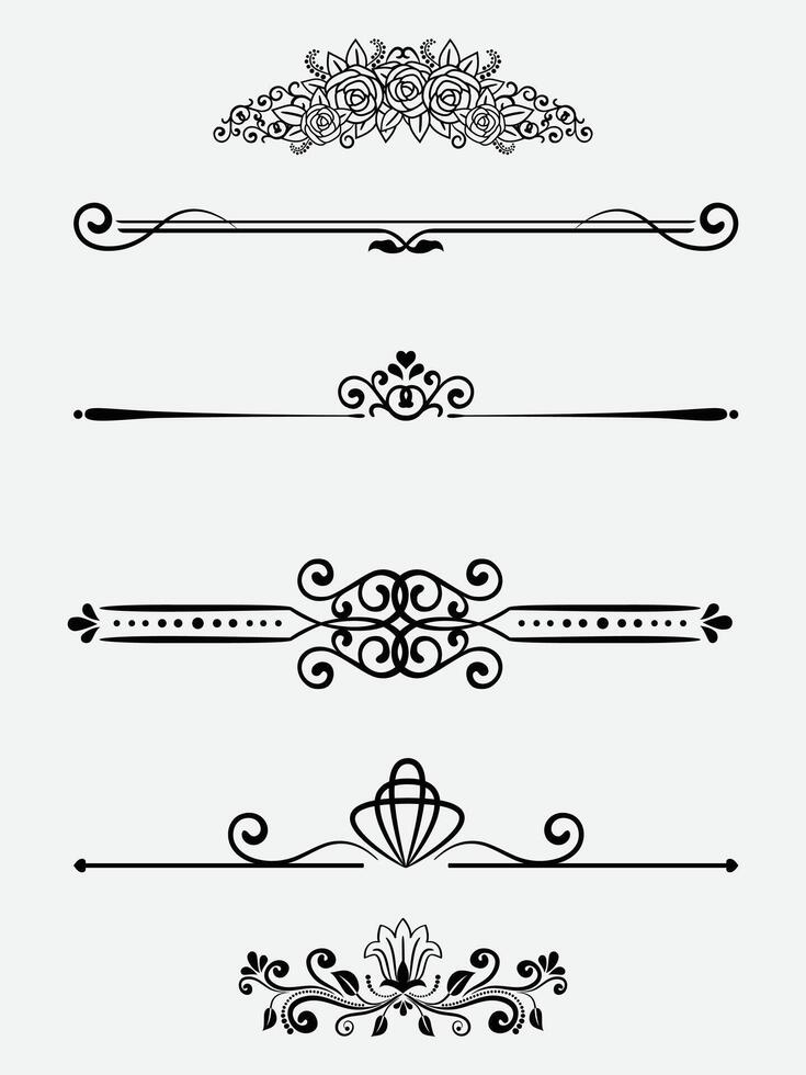 Borders and dividers in retro style, floral elements royalty vector