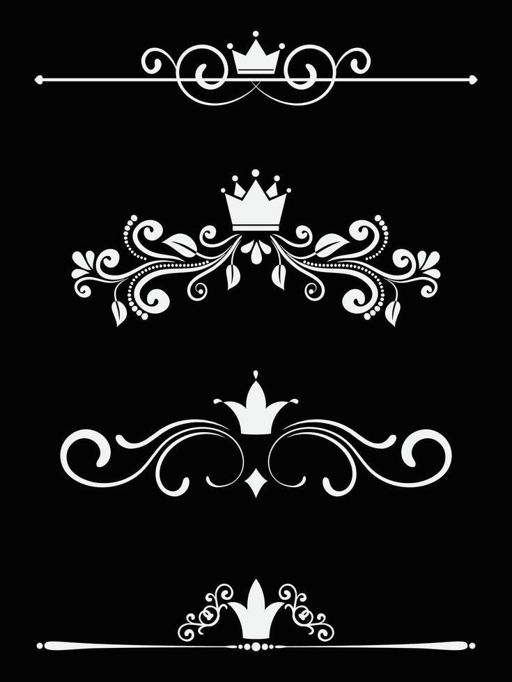 Borders and dividers in retro style, floral elements royalty vector