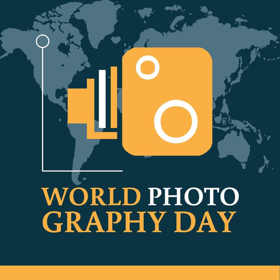 World Photography Day with World Map... vector