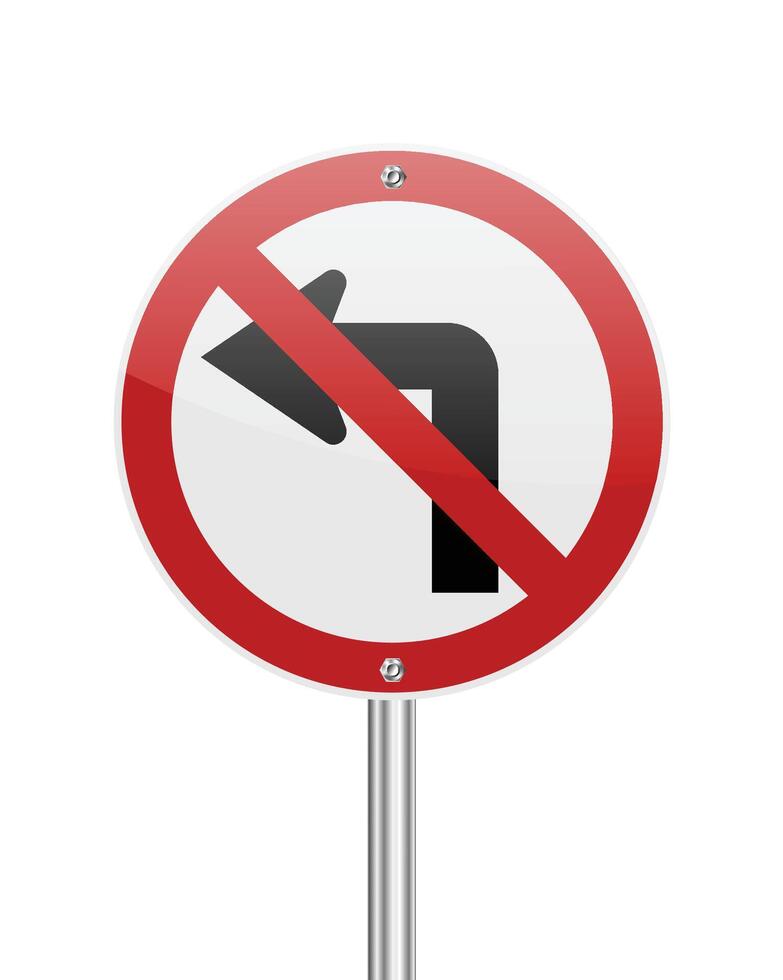 No turn left street sign on white vector