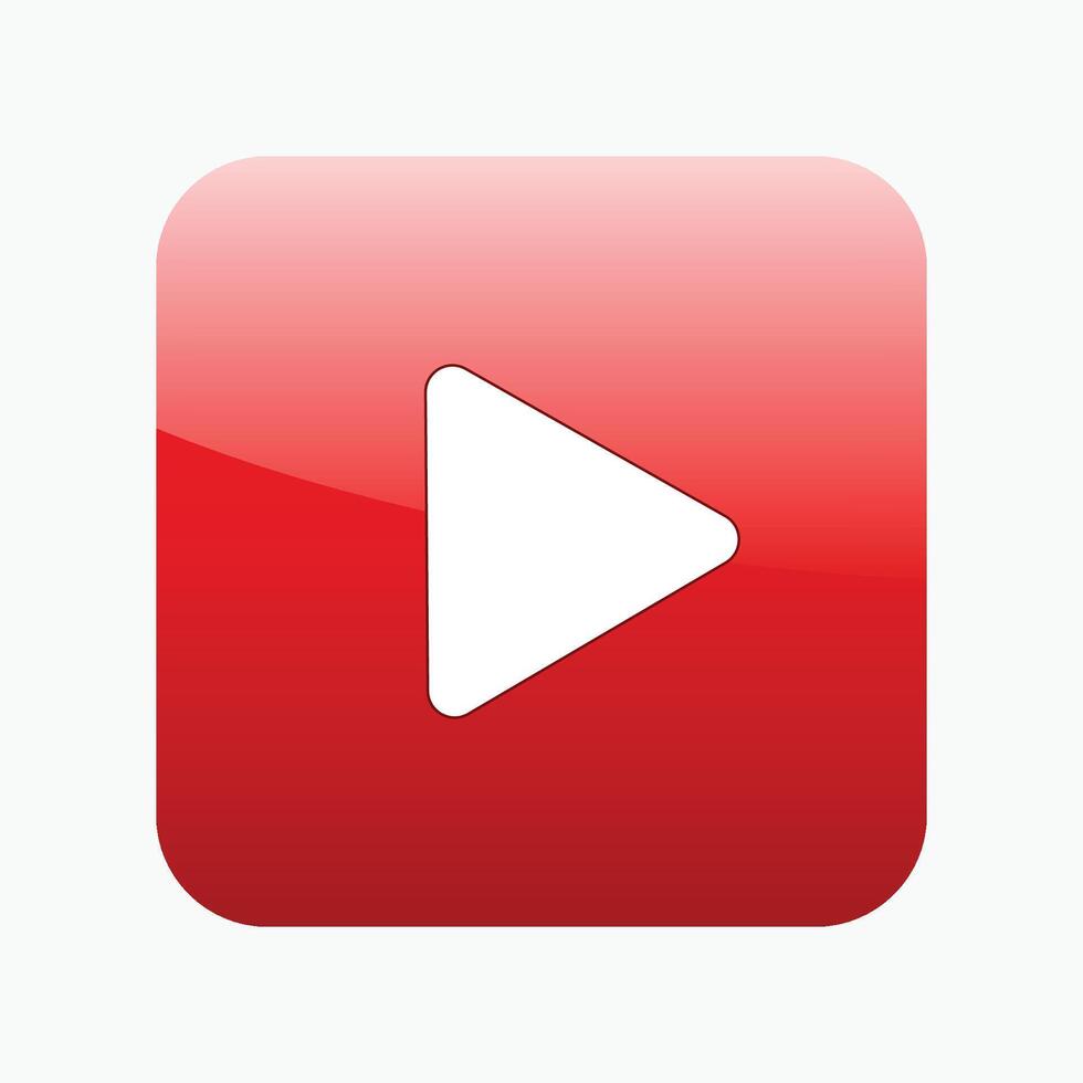 Red glossy play button on white vector